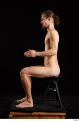 Whole Body Man White Nude Slim Sitting Studio photo references